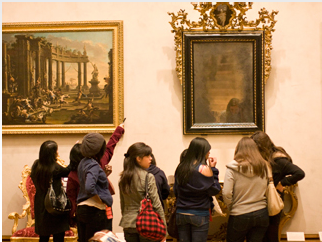 College students at the Getty