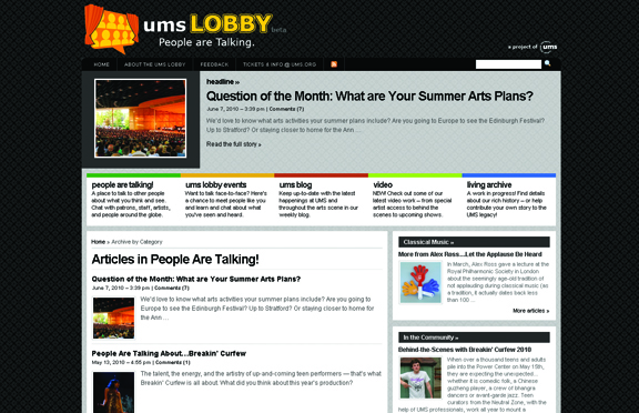 A screen capture from the UMS Lobby website shortly after its launch.