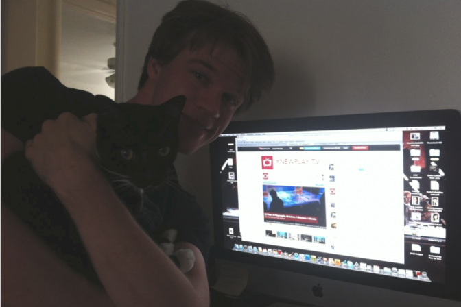 howlround Twitter picture of a “watch party for one, while tweeting” of a #NEWPLAY TV event.