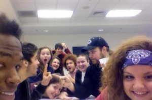 students_at_univ_of_evansville_in_indiana_tweet_in_this_pic_of_them_watching_a_conference_in_dc Twitter picture of University of Evansville in Indiana gathered for a #NEWPLAY TV livestreaming watch party of an event taking place on the other side of the country.