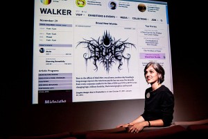 viso_and_wac_website Director Olga Viso and a projection of the new Walker website.