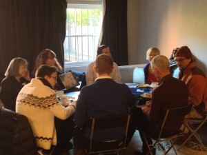 Guests join organization representatives in conversation