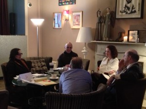 Group conversation with provocative guests