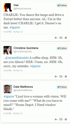 Selections from one-tweet plays, encouraged by the New York Neo-Futurists