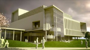A rendering of the Center for the Arts at Virginia Tech