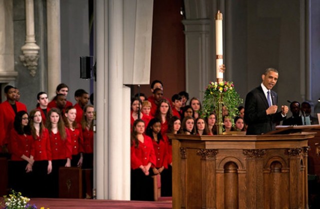 The Boston Children's Chorus singing at a service with President Obama.