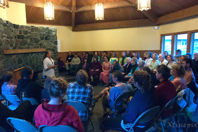 Guest faculty member Molly Sturges leads an exercise at this year's Sitka Symposium. Photo by